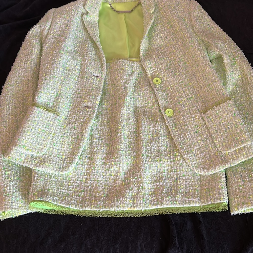 Elie Tahari Lime Green Tweed suit